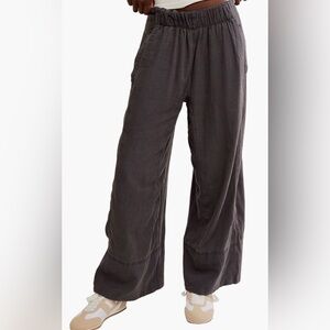 Free People Days End Pull-On Linen Blend Wide Leg Pants